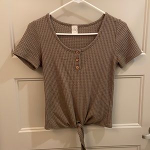 Army green tie shirt